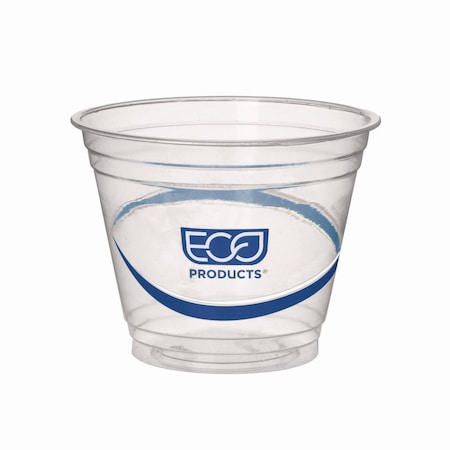 Eco-Products BlueStripe 25% Recycled Content Cold Cups, 9 oz, Clear/Blue, PK1000 EP-CR9